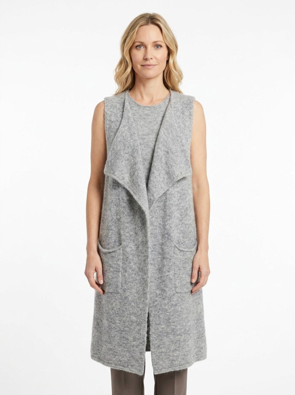ii Sisters Wool Blend Gray Knit Vest Jacket Women Size M/L